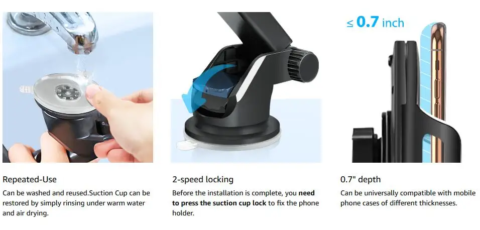 Mới Hút Giá Đỡ Điện Thoại Ô Tô Giữ Điện Thoại Di Động Trên Xe Hơi Không Từ Tính GPS Gắn Hỗ Trợ Cho iPhone 11 Pro xiaomi Samsung bedside phone holder