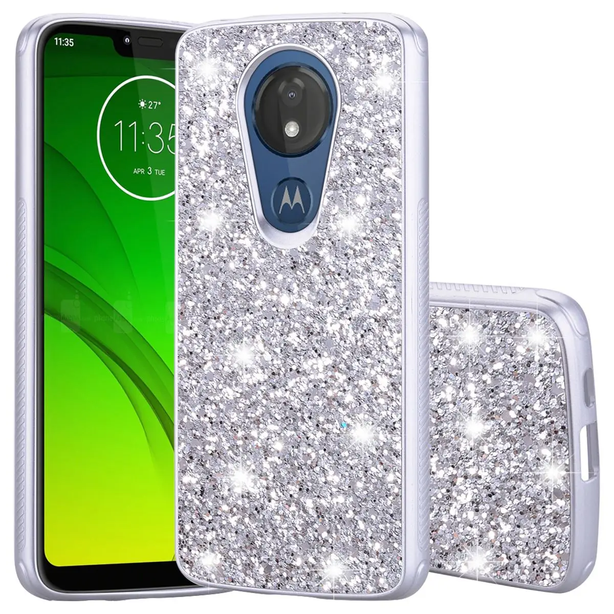 Для Motorola Moto G7 E5 Супра G7 мощность E5 Plus E5 Play чехол для телефона с двойным слоем ТПУ+ PC гибридный защитный мерцающий чехол