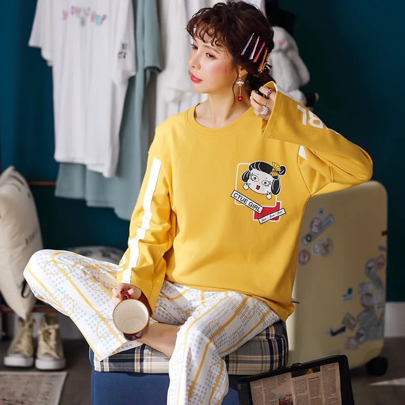 

024 # GIRL'S Head Emblem Pullover MZ Long Sleeve Sweet Pajamas Homewear Set Series