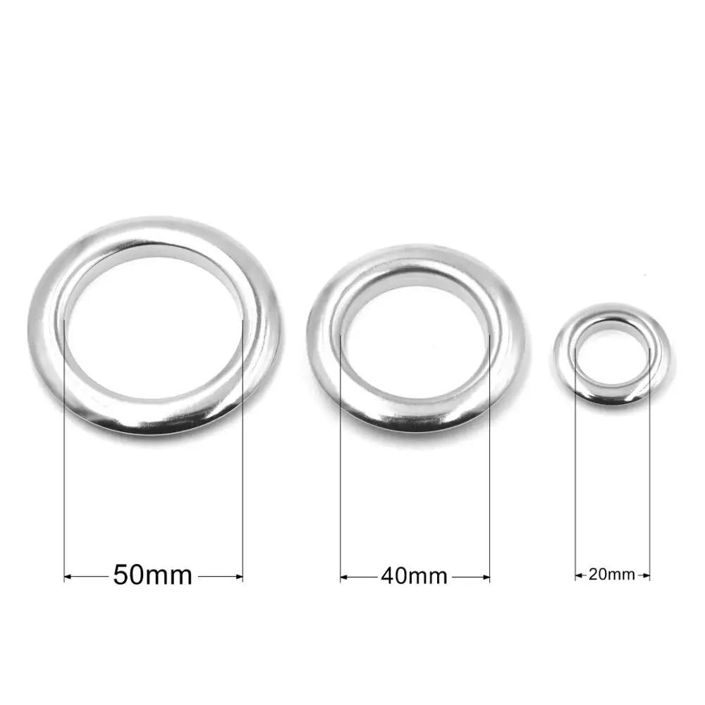 Brass Material 20mm 40mm 50mm Silver Color Grommet Eyelet With Washer Fit Leather DIY Craft Shoes Bag Belt Cap Craft Supplies