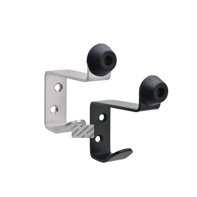 

4Pcs Brushed Stainless Steel Matte Black Wall Mounted Closet Coat Hat Bag Scarf Hook Rubber Tip For Door Stop Doorstop Spacer