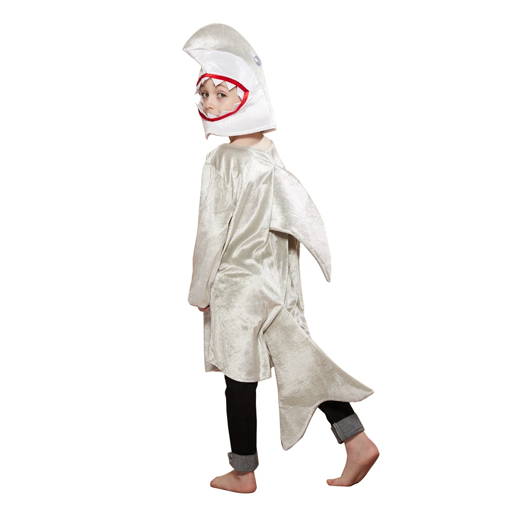 Eraspooky Children Grey Shark Cosplay Halloween Costume For Kids Christmas Party Fancy Dress Boys Animal Jumpsuit Shark Fin Mask Eraspooky Children Grey Shark Cosplay Halloween Costume For Kids Christmas Party Fancy Dress Boys Animal Jumpsuit Shark Fin Mask