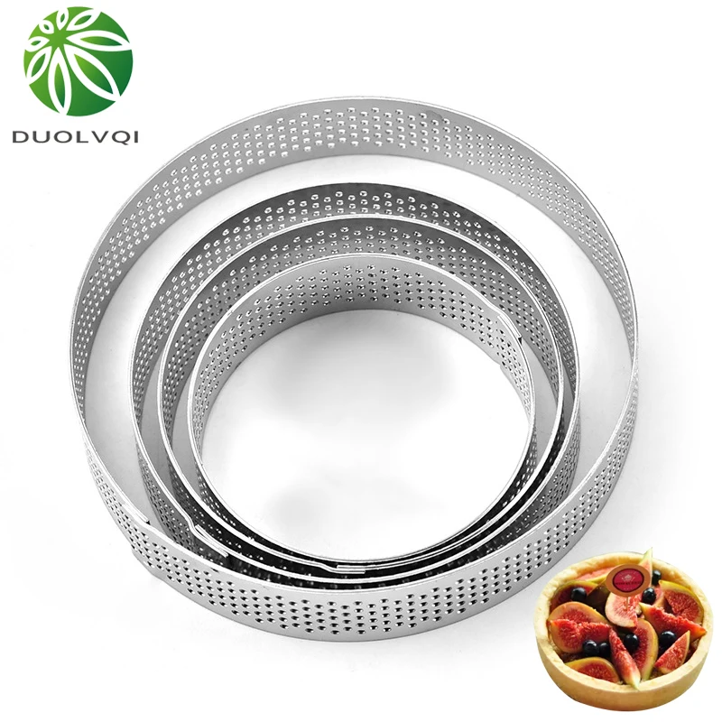 Stainless Steel Mousse Cake Ring Cake Fruit Pie Circle Round Pizza Dessert DIY Decoration Mould With Hole Breathable Baking Tool