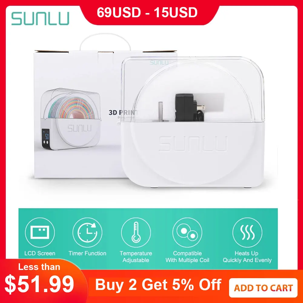 SUNLU 3D коробка для сушки наполнителя Новые поступления S1 хранения принтера печать
