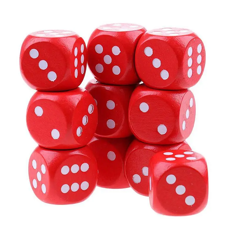 Топ! 10 шестисторонних D6 кости для настольных игр из дерева красный|Кубики| |