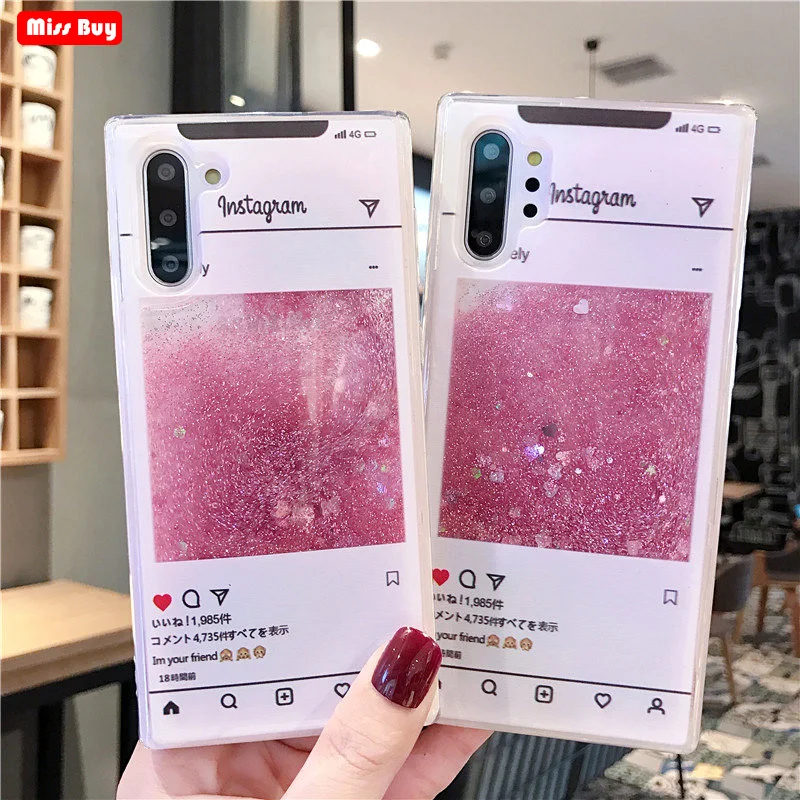 For Samsung galaxy Note 10 Plus Case Glitter Liquid Quicksand Fundas iPhone 11 Pro Promax 2019 Silicone Cover |