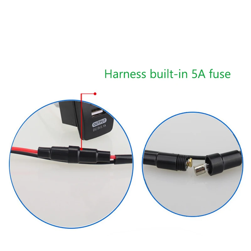 12 V-24 V Мини двойной микро порт USB разъем Автомобиль Мотоцикл гнездо для автомобильного прикуривателя 5V 3.1A автомобиля Зарядное устройство с Водонепроницаемый Панель