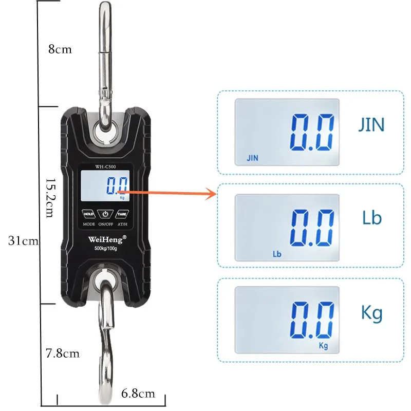 Крановые весы весом 300 кг 150 кг/50 г 200 кг/100 г 500 кг/100 г сверхмощный подвесной крюк весы портативные цифровые из нержавеющей стали Скидка 40