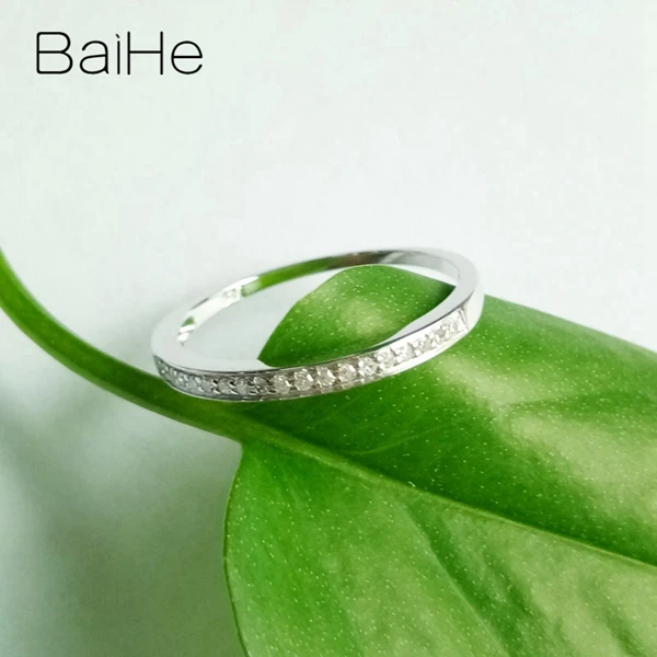 BAIHE Стерлинговое Серебро 925 0.14CT сертифицированное H/SI круглое натуральное бриллиантовое свадебное женское модное Ювелирное кольцо