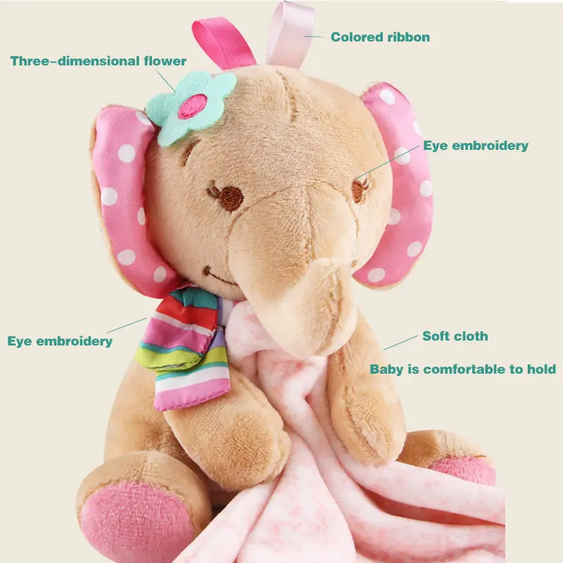 

Baby Plush Toys Pacify Sleeping Pacifier Blanket Stuffed Soft Doll Teether Towel for Kids Gift FO Sale