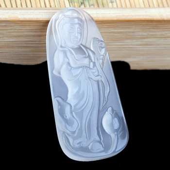 

Natural Ice Lotus Station Guanyin Pendant Man