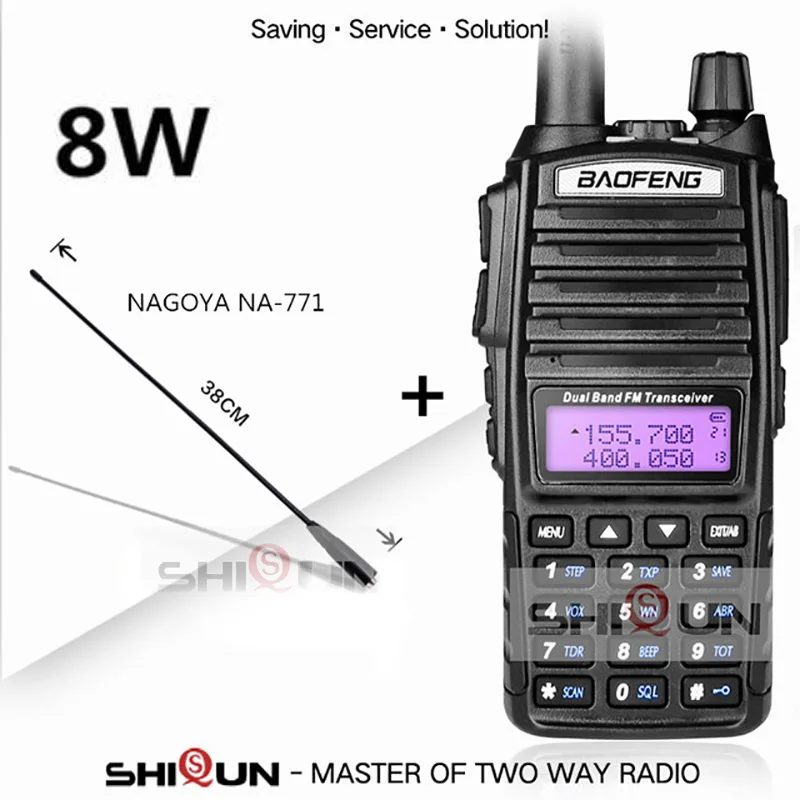 BaoFeng портативная рация UV-82 обновленная 8 Вт Baofeng UV 82 двойная PTT гарнитура микрофон рация 10 км Baofeng 8 Вт Радио baofeng uv 9r 5R - Цвет: Add NA-771 Antenna