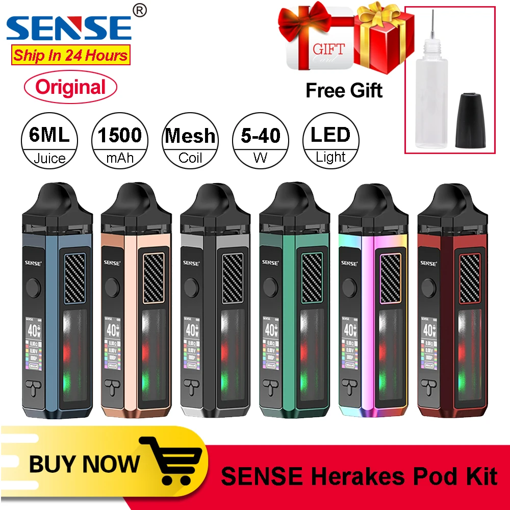 Оригинальный Sense Herakes Pod 1500 мАч комплект pod Vape ручка с 0.4ohm сетчатой катушкой 6 мл