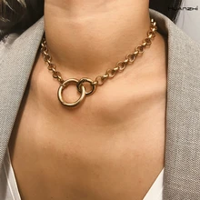 HUANZHI Панк Золотой Серебряный Большой Круглый Кулон Воротник Свитер С чокером цепочка Ожерелье для женщин девушек вечерние Винтажные Украшения