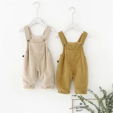 Детские зимние комбинезоны вельветовые толстые теплые детские комбинезоны для мальчиков и девочек, штаны хлопковые брюки Повседневный Универсальный комбинезон для детей от 1 до 7 лет