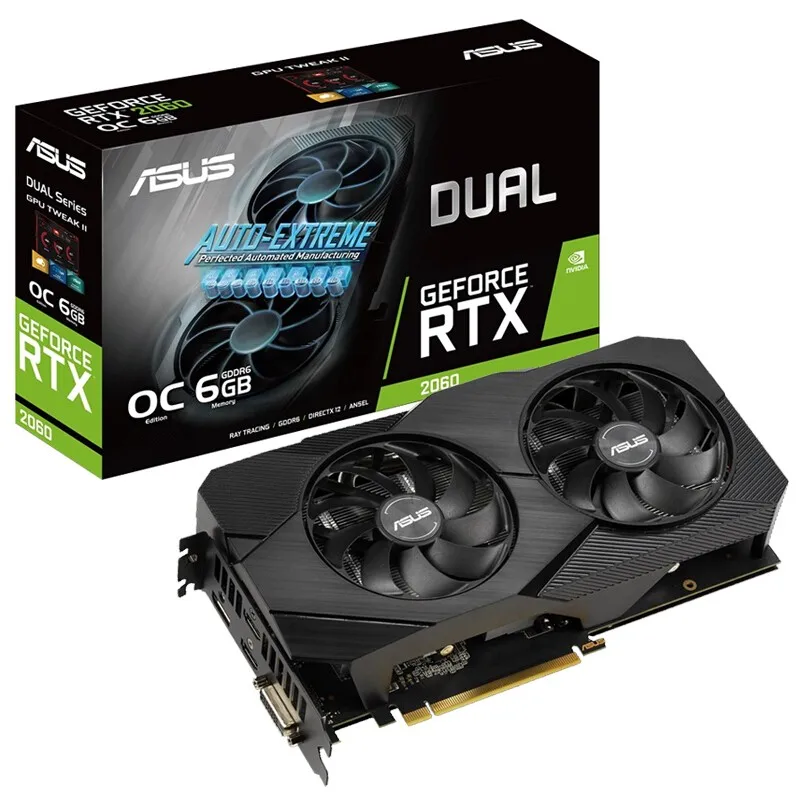 Video card DUAL rtx 2060 O6GB EVO NVIDIA ASUS GDDR6 14000MHz 192bit gpu computer Graphics Cards