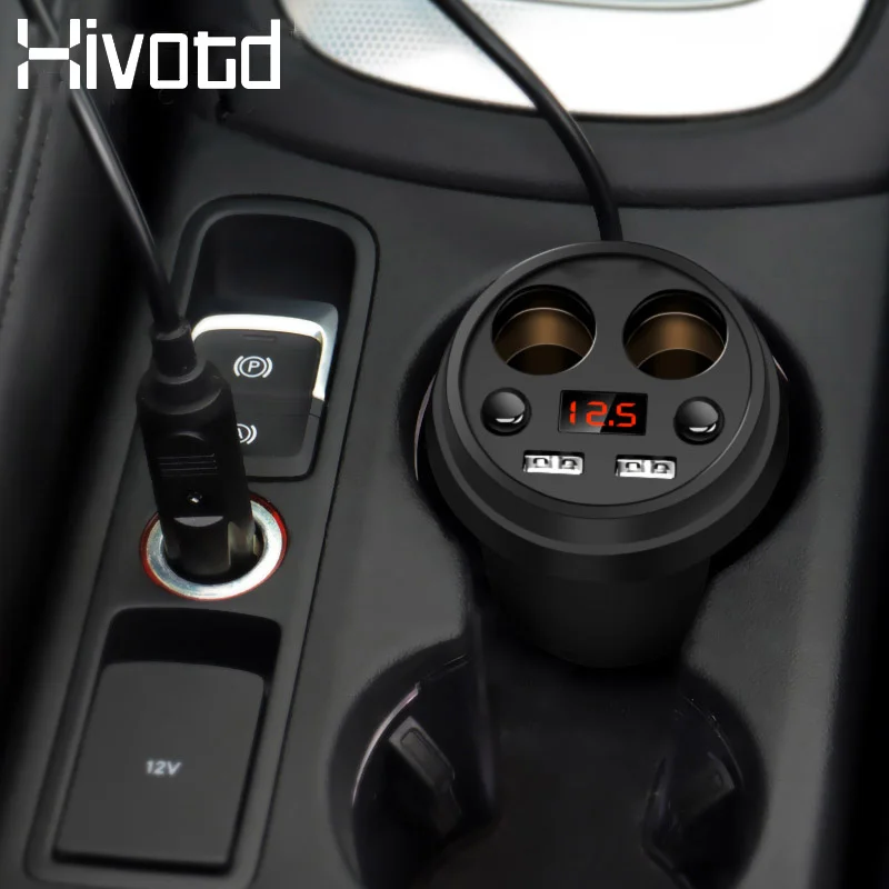 Hivotd универсальные аксессуары, автомобильное двойное USB зарядное устройство, подстаканник, адаптер питания, прикуриватель, авто интерьерные молдинги