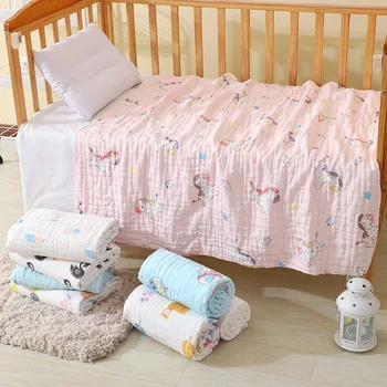 

Muslin Swaddle Baby Blankets 100% Cotton Swaddle Wrap for Newborn Babies 6 Layer Bath Towel Blanket Baby Bedding blanket 110*110