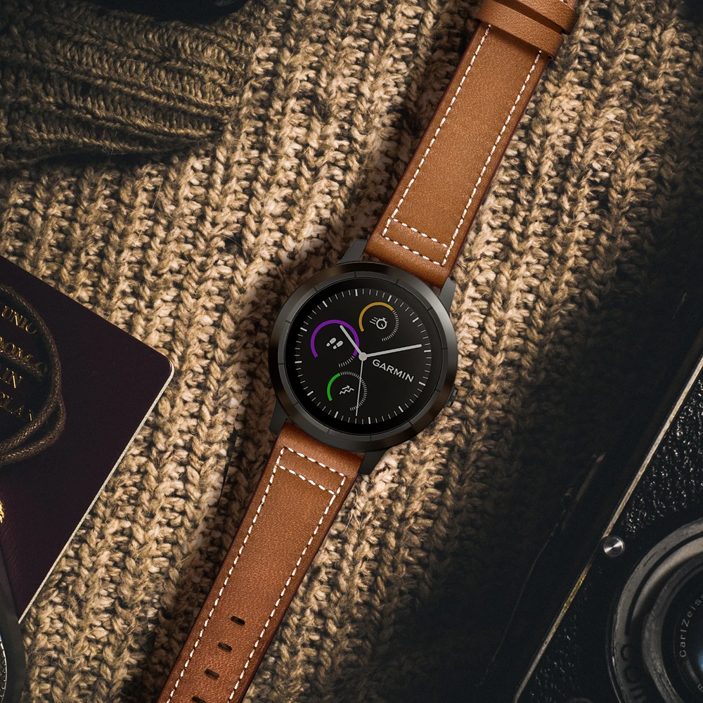 UEBN 20 мм кожаный ремешок для Garmin Vivoactive 3 HR Venu/Garmin Move/Forerunner 245 645 музыкальные Ремешки для наручных часов