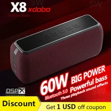 XDOBO X8 60W Przenośny głośnik Bluetooth o dużej mocy Bezprzewodowa kolumna z głębokim basem Potężny głośnik Boombox Soundbar System muzyczny TWS Subwoofer stereo do komputerowego asystenta głosowego