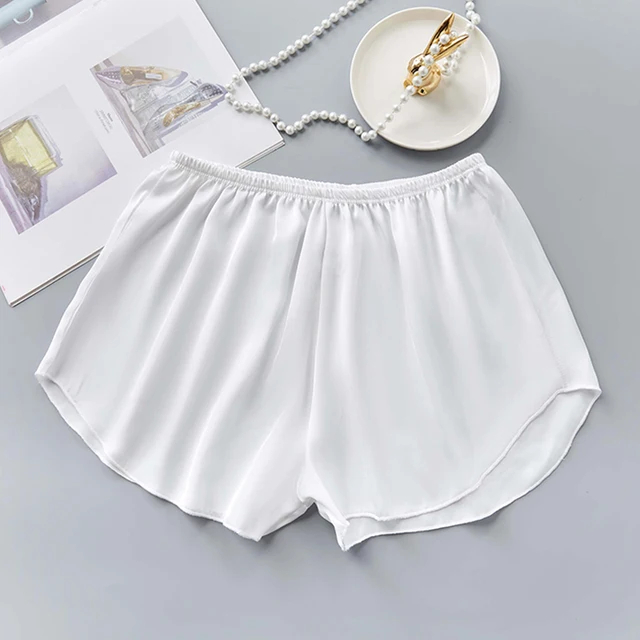 Fashion Safety Pants Ice Silk Boxer Shorts Mid-Rised Seamless Underwear Mid-Rised Intimates Anti-Emptied Ladies Safety Pants white
