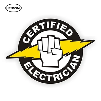 

HotMeiNi 12cm x 8.8cm Certified Electrician Hard Hat Helmet Sticker Label Electrical High Voltage Car Sticker Vinyl