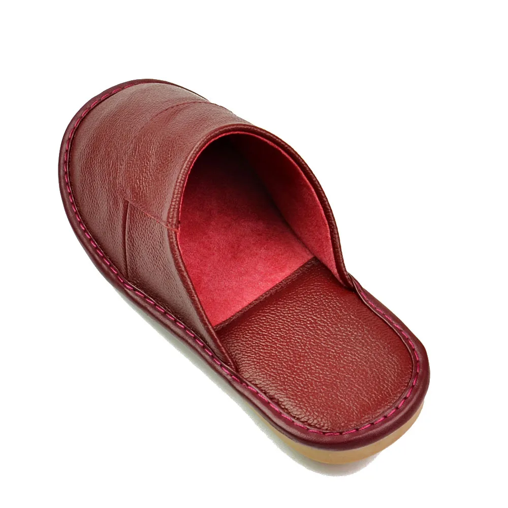 Genuine Cow Leather slippers couple indoor non-slip men women home fashion casual single shoes PVC soft soles spring summer 508