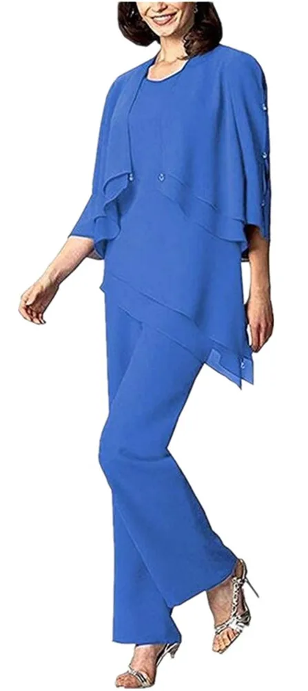 3 Pieces Chiffon Moeder Van de Bruid Plus Size Broekpakken Lange Mouw Moeders Pak Met Korte Chiffon Jacket voor Wedding 3 Pieces Chiffon Moeder Van de Bruid Plus Size Broekpakken Lange Mouw Moeders Pak Met Korte Chiffon Jacket voor Wedding