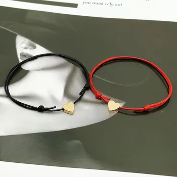 2 pcs/lots Tiny Love Heart Lucky Bracelet Red Black White Color Rope Bracelet Adjustable Fashion Couple Bracelet Wholesale