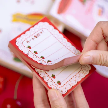 

100 Sheets Cute Strawberry Memo Pad Portable Notepad Escolar Daily Paper Sticky Notes School Stationery Student Stickers Planner