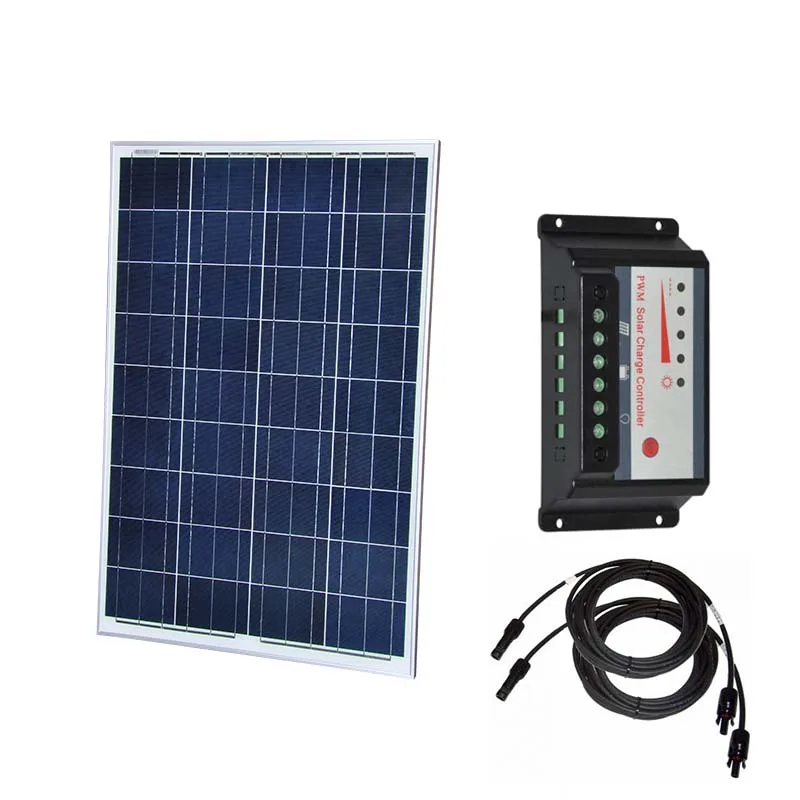 

Portable Kit Solar Panel 18v 100w Polycrystalline Solar Charge Controller Regulator 12v/24v 20A PV Cable Motorhomes Car Caravan