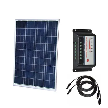 

Portable Kit Solar Panel 18v 100w Polycrystalline Solar Charge Controller Regulator 12v/24v 20A PV Cable Motorhomes Car Caravan