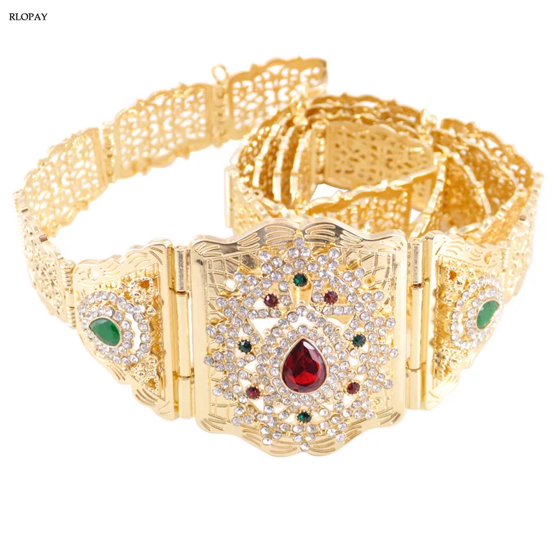

New Fashion Arabic Wedding Belt with Rhinestones Love Heart Gold Chain Belt Women Bridal Belts Wholesale