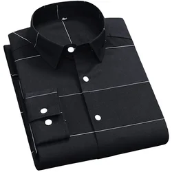 Chemises d'été décontractées en pur coton pour hommes, coupe ajustée à rayures, manches longues, mode masculine, chemisier respirant, Design 