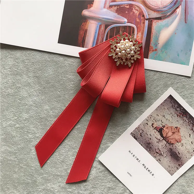 Ribbon bowtie Формальные Для мужчин Для женщин Бизнес Свадебная вечеринка товар для шеи галстук-бабочка, аксессуары для галстука Жених жемчужные бусины Украшенные Стразами Pin клипы галстук-бабочка - Цвет: Ribbon bowtie