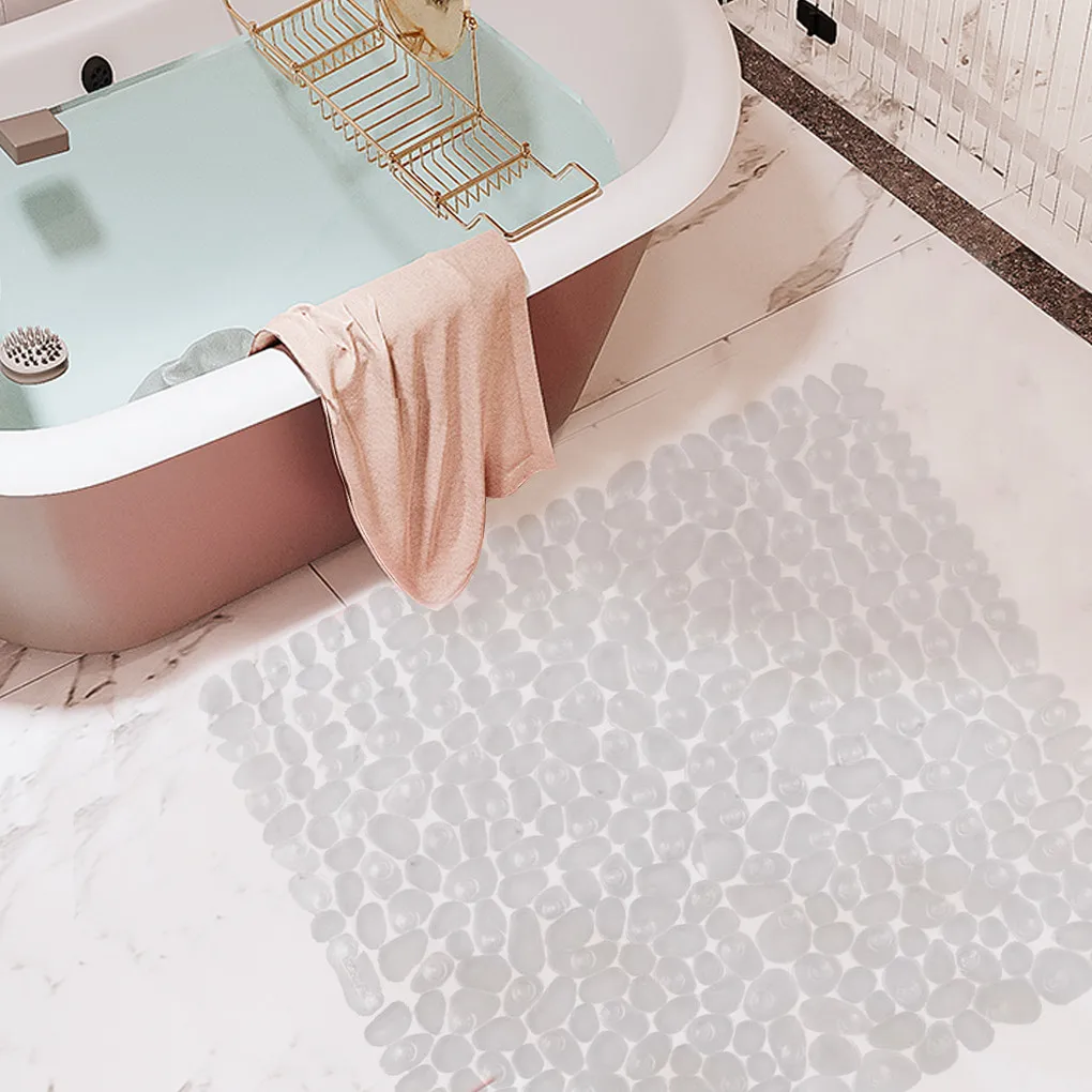 Bathroom Floor Mat Pebble Design Non-slip Square Carpet Bathing Shower Bathtub PVC Pad