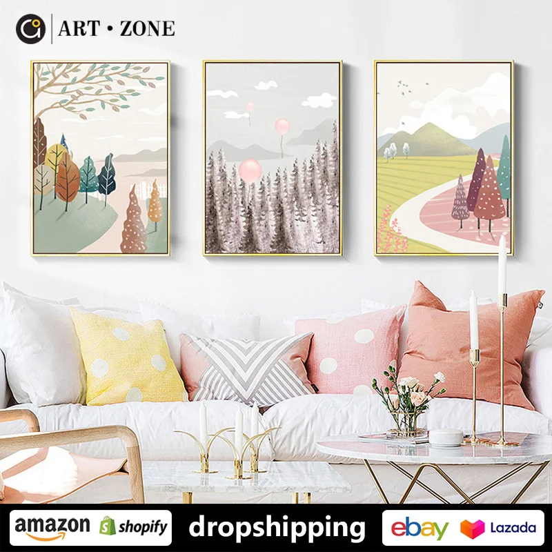 ART ZONE Modern colorful rural landscape prints Wall Art Canvas HD posters Artwork Home Living Room bedroom dining room Decor | Дом и сад