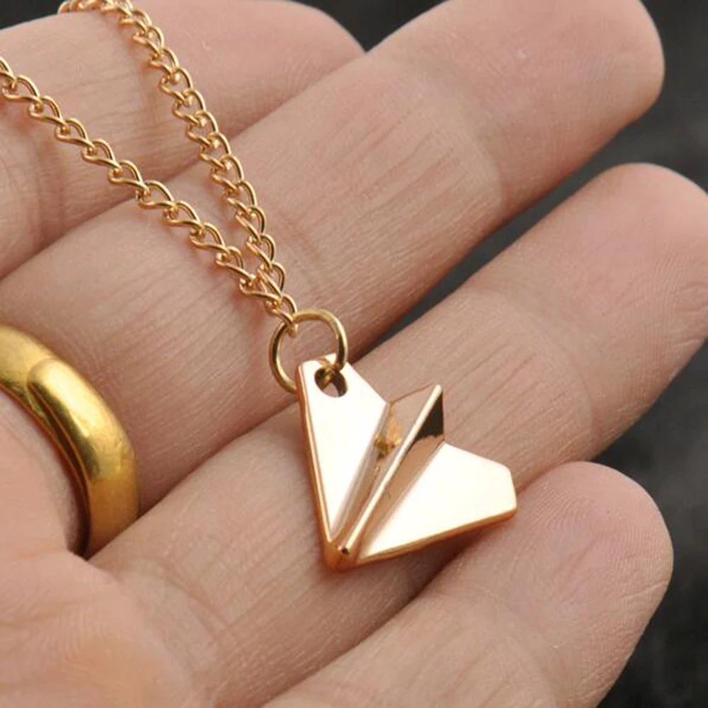 One Direction 1D Harry Styles GOLD Paper Airplane Pendant Necklace For Him  Her