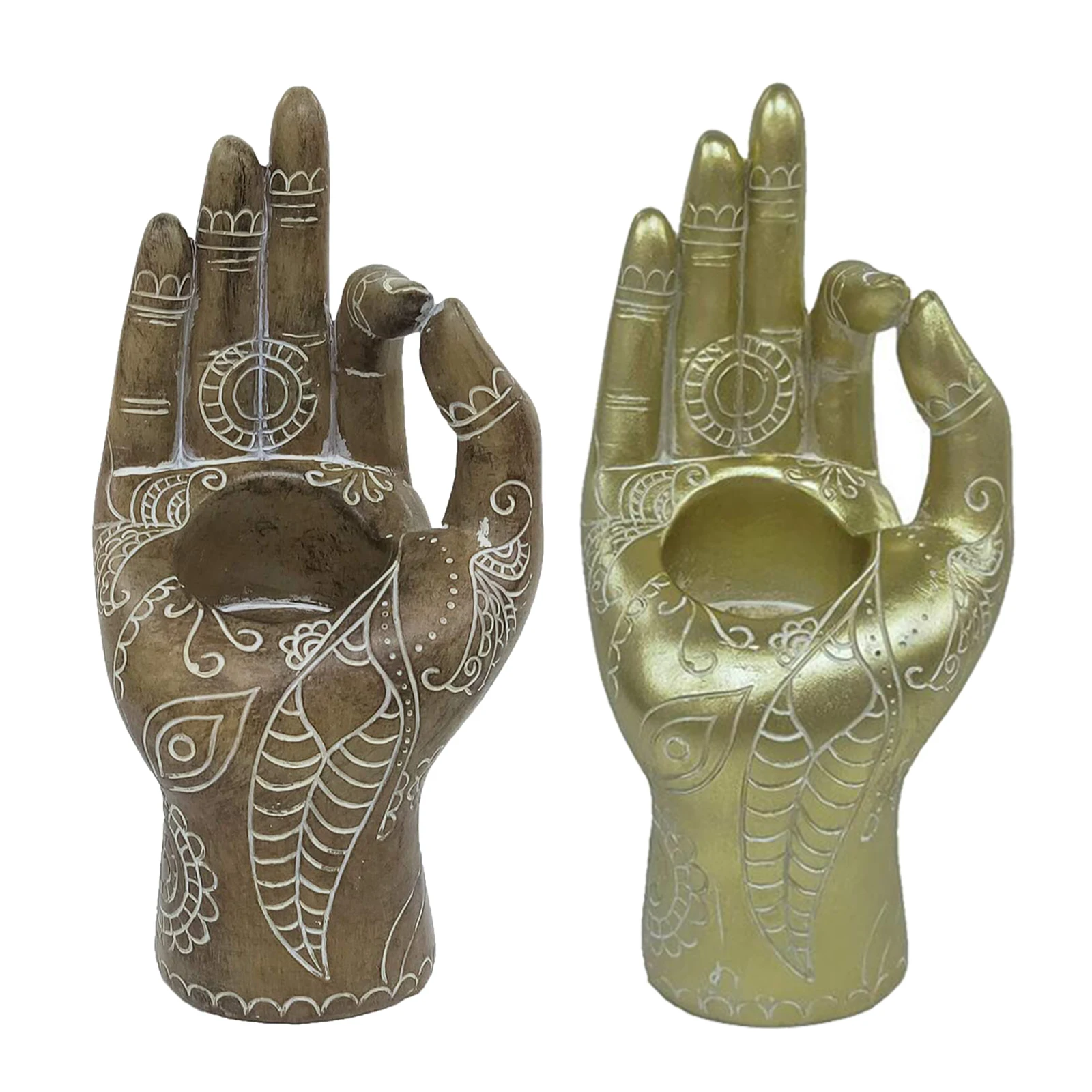 Buddha Candle Holder Mudra Hand Tabletop Tealight Holder Collectible Figurines Meditation Craft Candlestick Home Decor Candle holders