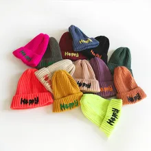 Зимняя вязаная шапка унисекс, женская вышитая буквами, яркие цвета, однотонные осенние шапочки для мальчиков и девочек, мужские шапочки, шапочки