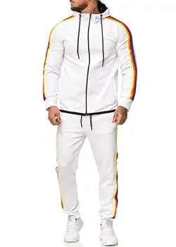 

2020 autumn and winter new hot sale men's sports suit fashion fitness suit color matching men's casual suit