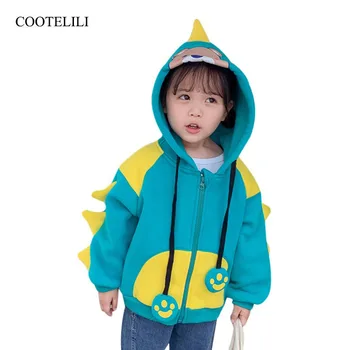 

COOTELILI Fleece Dinosaur Winter Parkas Kids Jackets For Boys Coat Outerwear Warm Velvet Baby Girls Boys Clothes Sweatershirt