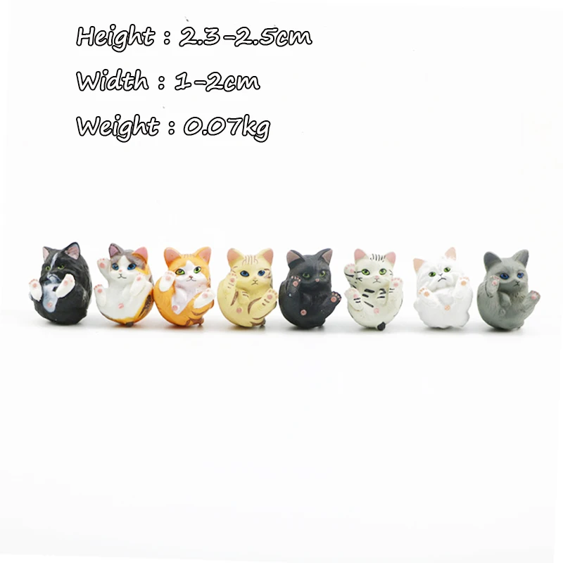 8PCS CAT 8 шт. 2-2,5 см играющая статуэтка кота миниатюрный реалистичный котенок Животное украшение мини-Сказочный Сад Мультяшные полимерные ремесло Домашний декор - Цвет: 8PCS CAT