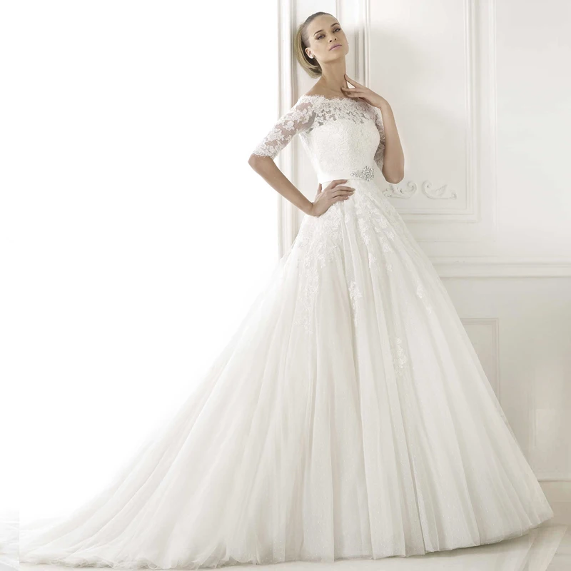Винтажное кружевное свадебное платье с рукавами и кристаллами casamento, сексуальное платье с вырезом лодочкой, платье для мамы невесты ручной работы