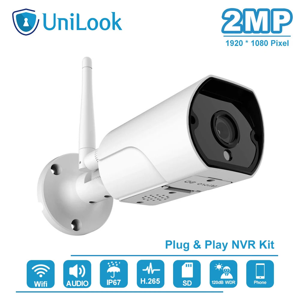 UniLook 2MP 1080P Беспроводная IP пуля камера для дома/улицы безопасности двусторонний разговор слот карты Micro SD IP67 ИК расстояние AZ-IPB4020WF