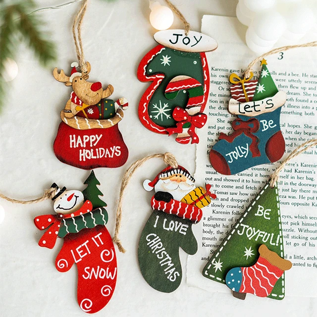 Wooden Christmas Decoration for Home Christmas Tree Pendant Christmas Wood  Ornaments Navidad New Year 2023 Party Small Gift Toys