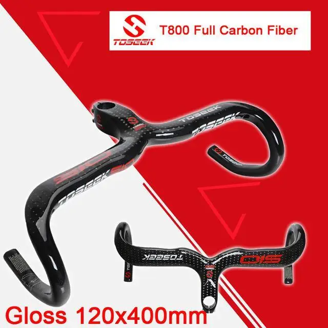 Toseek Vollcarbon Lenker Rennrad Bent Bar Manillar Integrado Del Manillar De La Bicicleta Brillante/mate Bike Teile - Цвет: gloss 120 x 400
