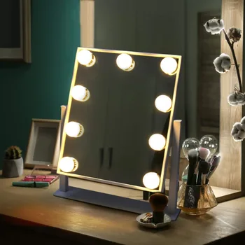 

Hollywood Style Beauty Lighted Vanity makeup mirror led light with 9x3W Dimmable Bulbs Portable 10x Maganifying gift for mother