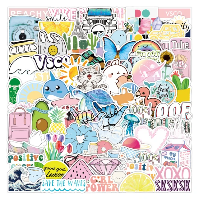 100 Pcs Cute Food Stickers VSCO Laptop Stickers for Water Bottles