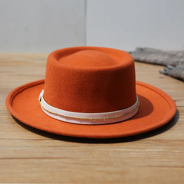 Autumn British Wool Felt Hat Belt Chain